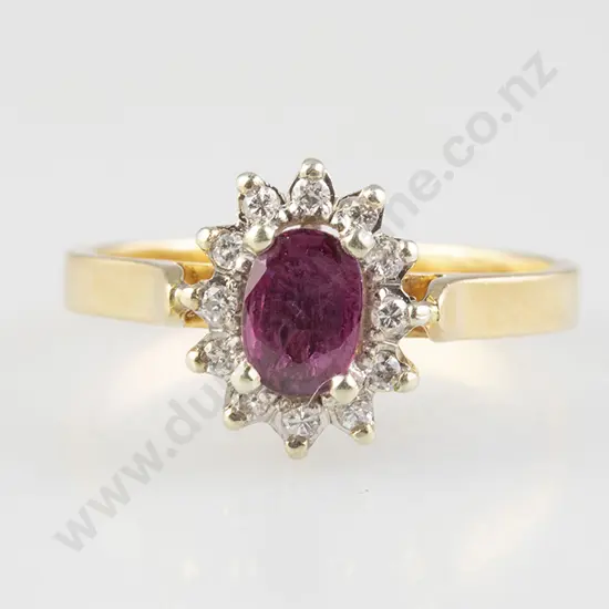 18ct 13stone Ruby & Diamond Cluster Ring