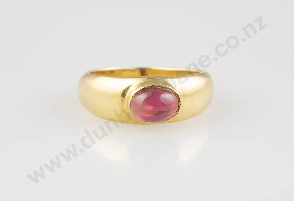 18ct Single Cabochon Ruby Band Ring Image 1++