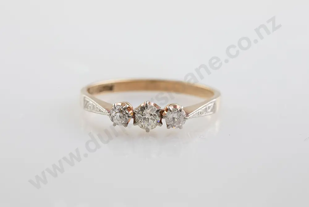 18ct & Platinum Three Stone Diamond Bridge Ring Image 1++