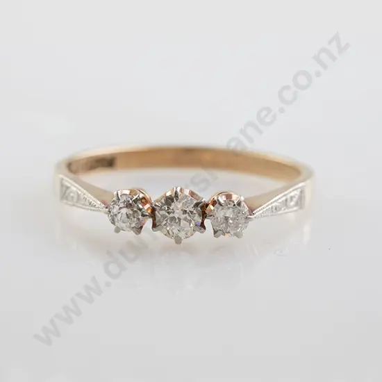 18ct & Platinum Three Stone Diamond Bridge Ring