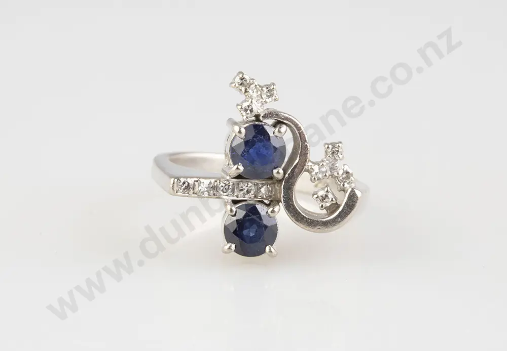 9ct 14stone Sapphire & Diamond Cluster Ring Image 1++