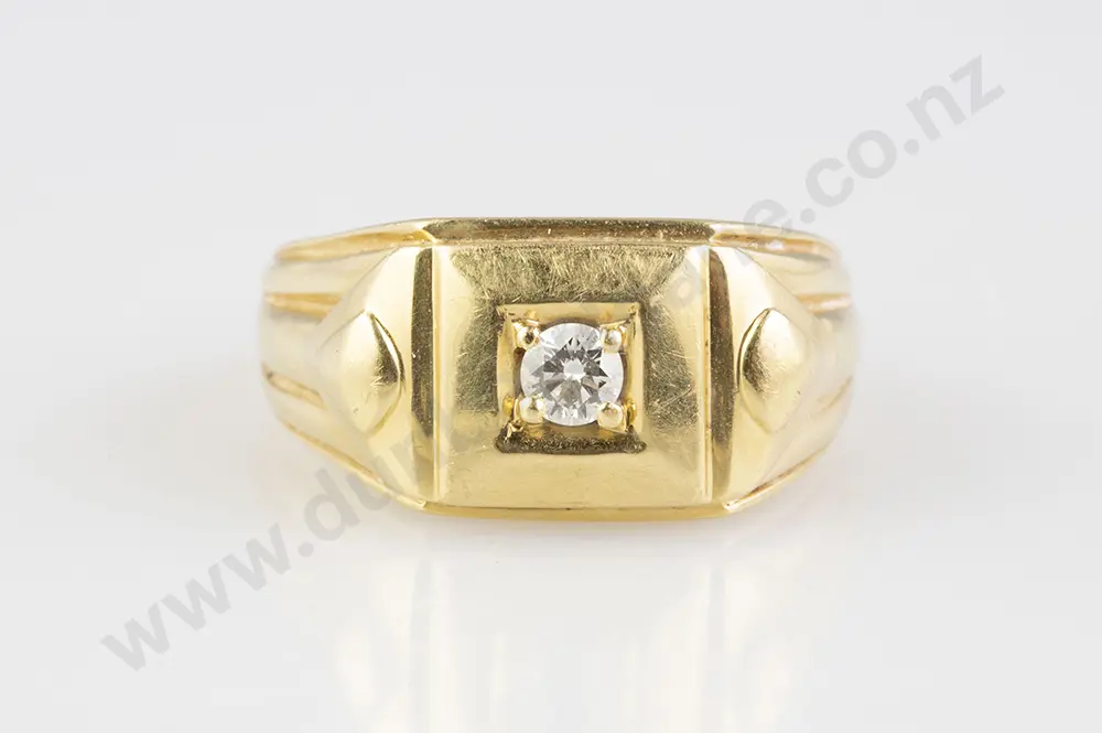 18ct Gents Solitaire Diamond Dress Ring Image 1++