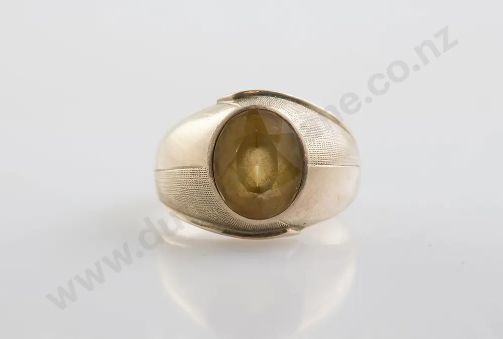 14ct Single Citrine Gents Dress Ring Image 1++