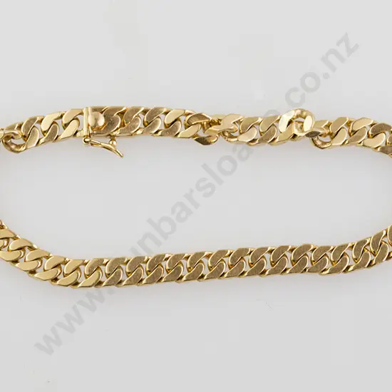 18ct Modern Flat Curb Link Bracelet