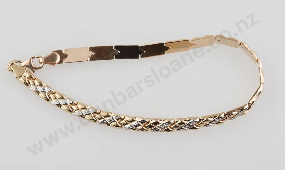 14ct Tri-colour Gold Fancy Rail Link Bracelet Image 1++