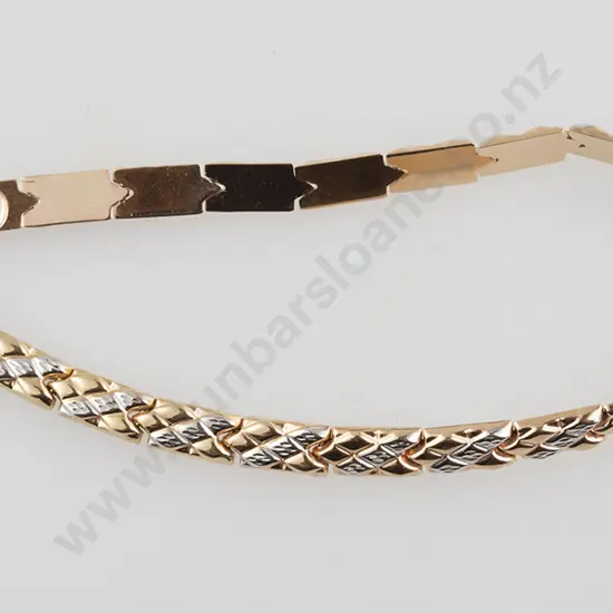 14ct Tri-colour Gold Fancy Rail Link Bracelet