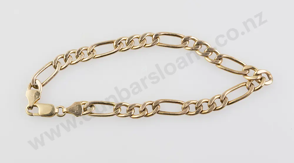9ct Mixed Curb Link Bracelet Image 1++