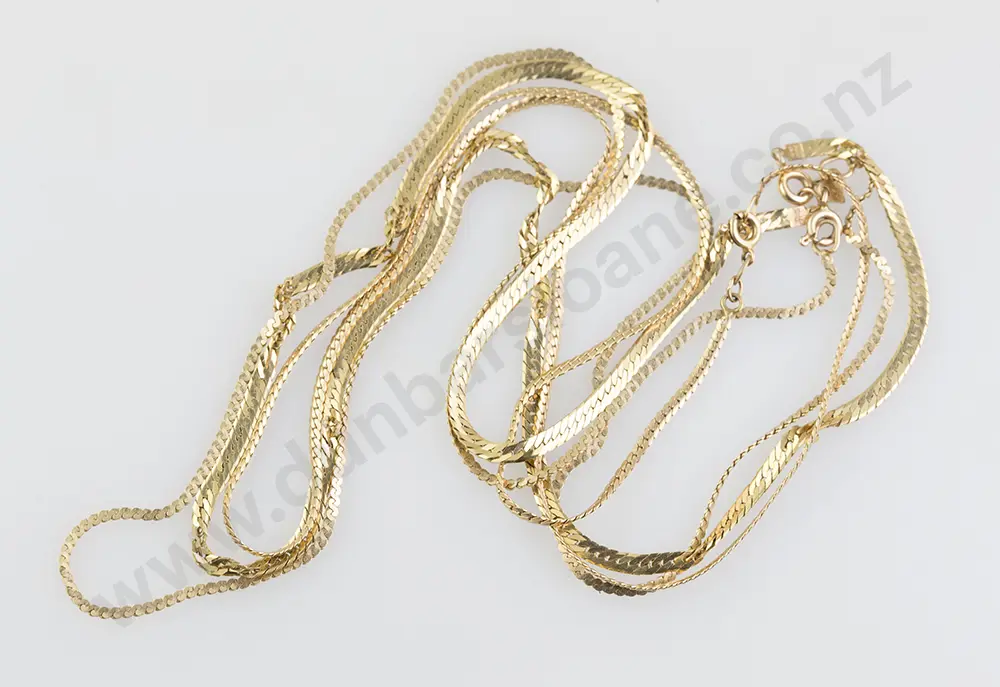 Three Modern Flat Curb Link Neck Chains Image 1++