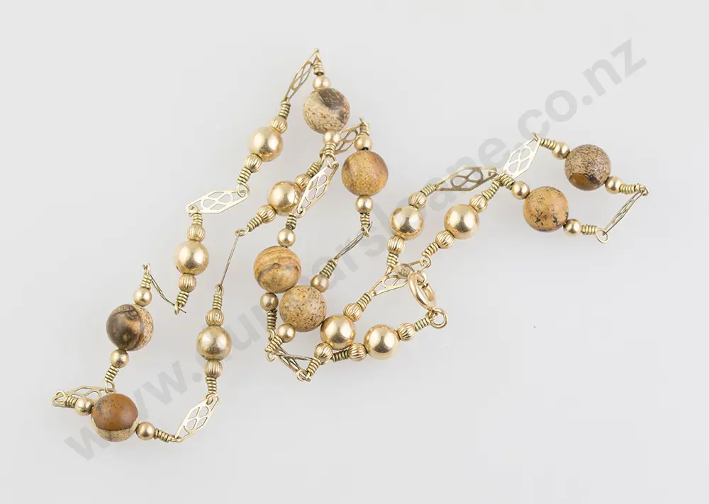 14ct Fancy Panel and Bead Link Neck Chain Image 1++