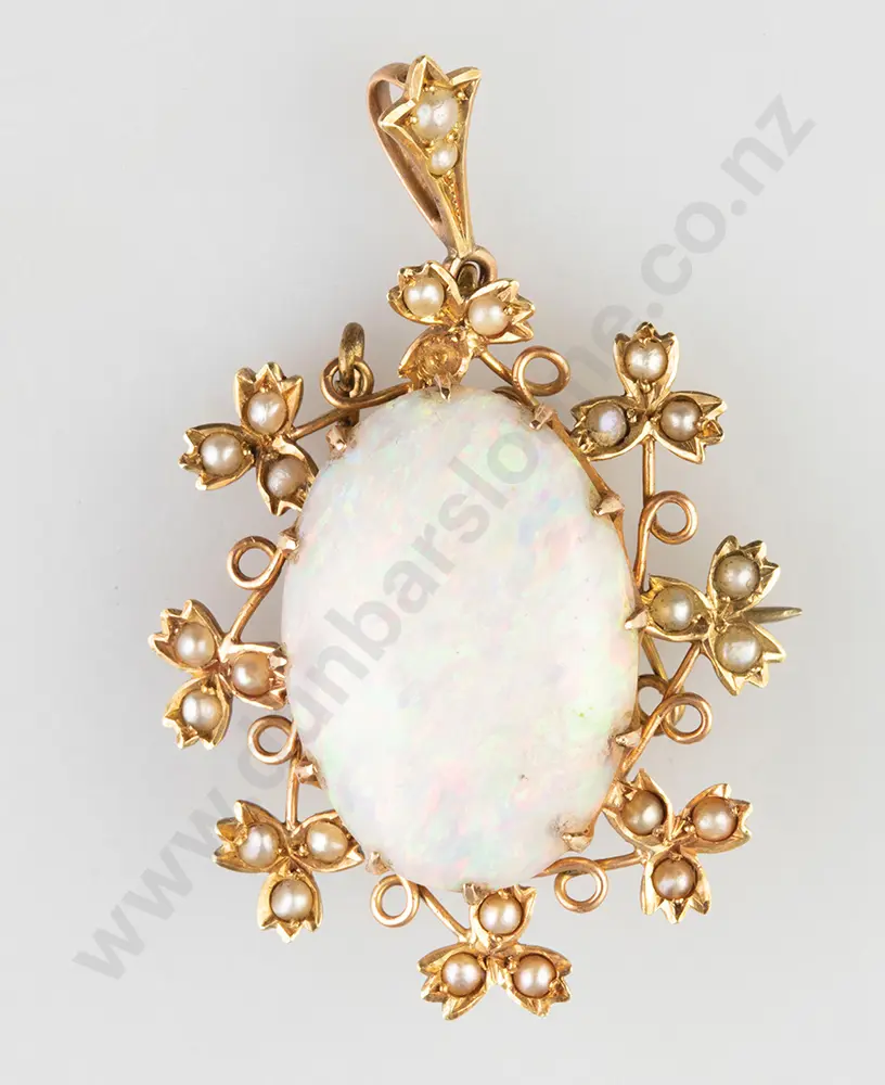 Victorian 15ct Single Milk Opal Brooch/Pendant Image 1++