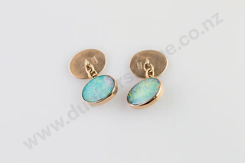 Pair 9ct Black Opal Cuff-Links Image 1++