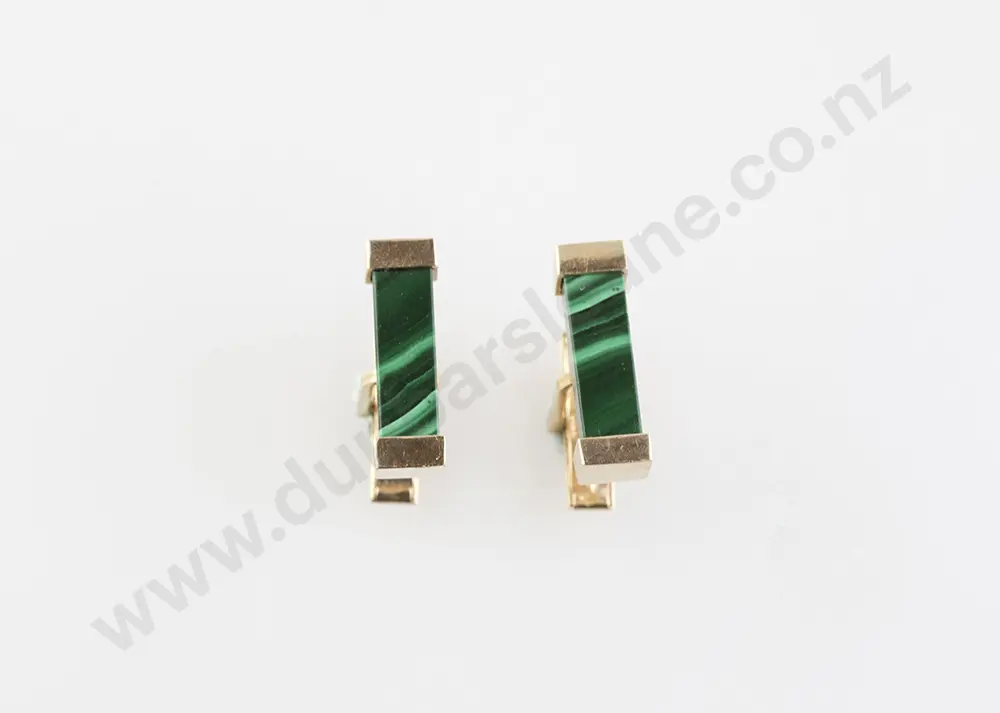 Pair 14ct Malachite Cufflinks Image 1++