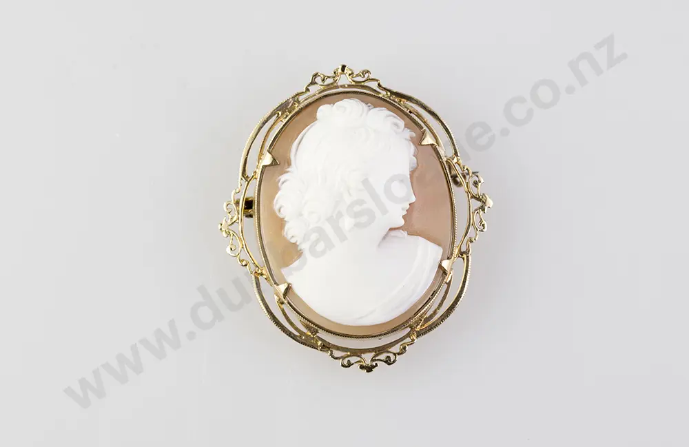 9ct Framed Portrait Cameo Brooch Image 1++