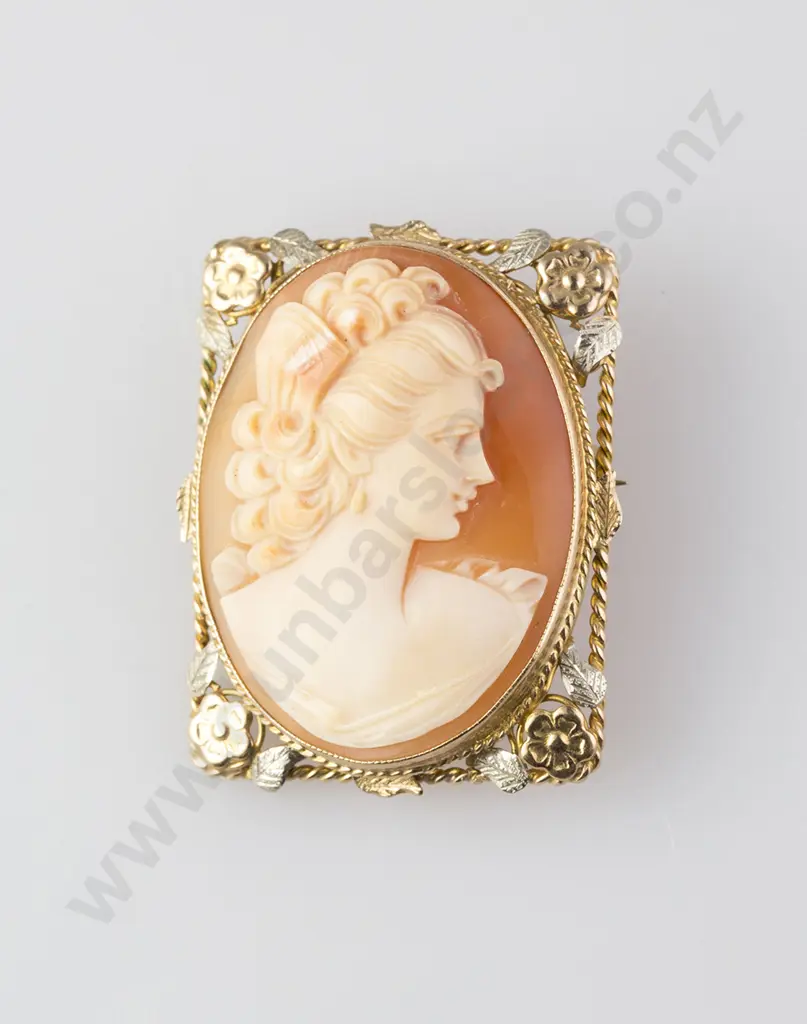 9ct Framed Portrait Cameo Brooch Image 1++
