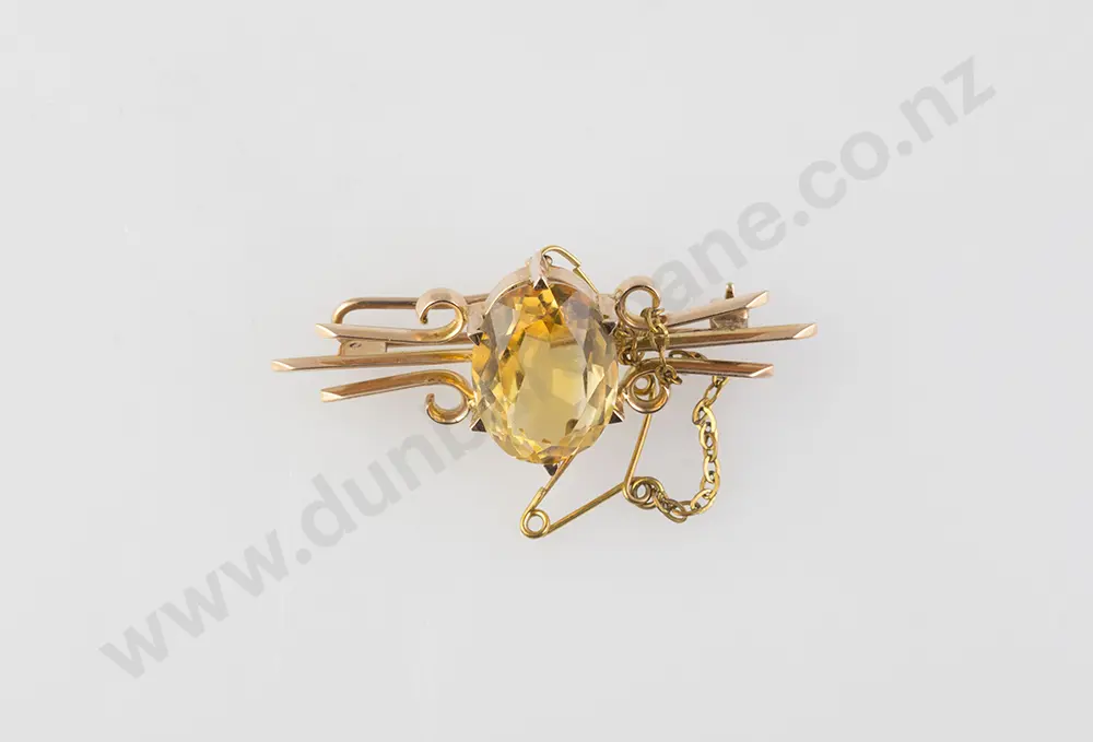 15ct Single Citrine Bar Brooch Image 1++