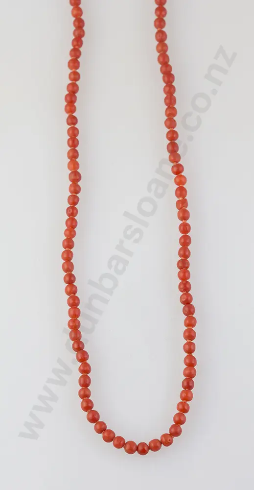 Single Strand Red Coral Bead Necklace Image 1++