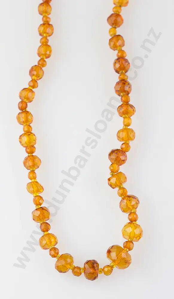 Single Strand Graduated Facet Amber Bead Necklace Image 1++