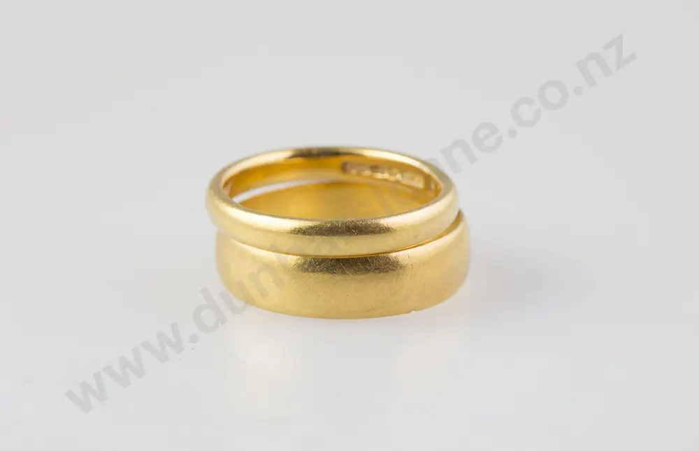 Two 22ct Plain Wedding Bands Image 1++
