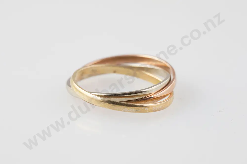 9ct Tri-colour Gold Russian Wedding Band Image 1++