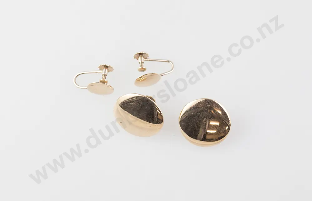 Two Pair 9ct Plain Dome Stud Earrings Image 1++
