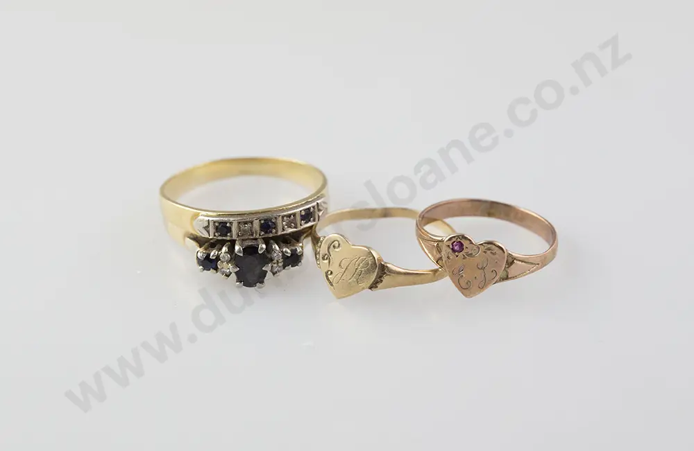 9ct Sapphire & Diamond Bridge Ring Image 1++