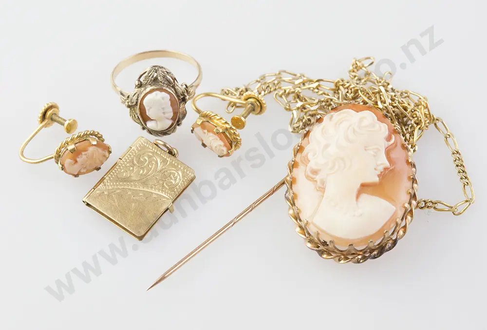 9ct Cameo Ring with amethyst stickpin Image 1++