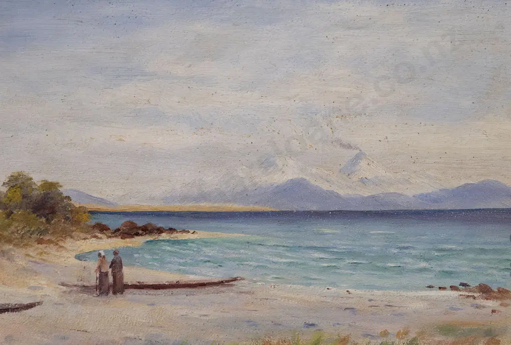 Colonial Artist - Lake with Canoe on Foreground Image 1++