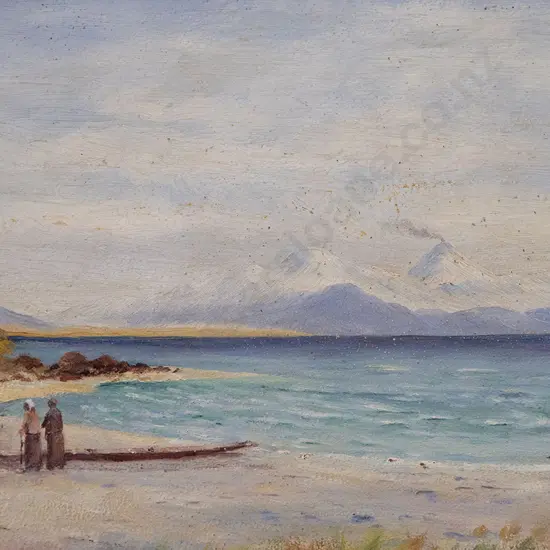 Colonial Artist - Lake with Canoe on Foreground