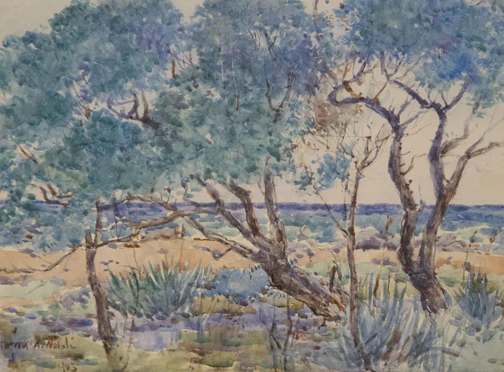 Attributed Alfred Walsh - View Through Trees to the Sea Image 1++