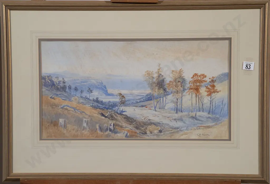 L W Wilson - View Over Coast with Cattle Grazing in Foreground Image 1++