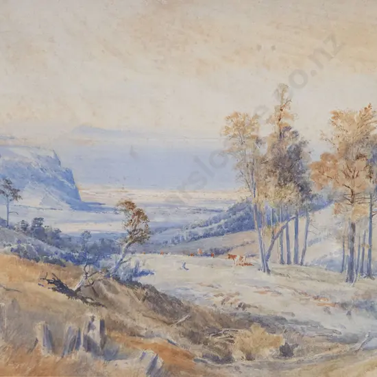 L W Wilson - View Over Coast with Cattle Grazing in Foreground