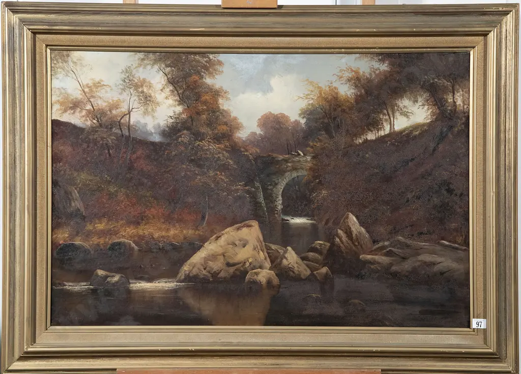 T R Attwood - River Landscape with Stone Aqueduct Image 1++