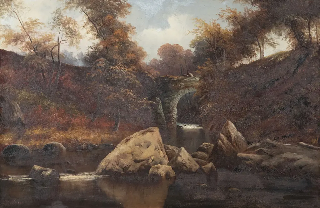 T R Attwood - River Landscape with Stone Aqueduct Image 1++
