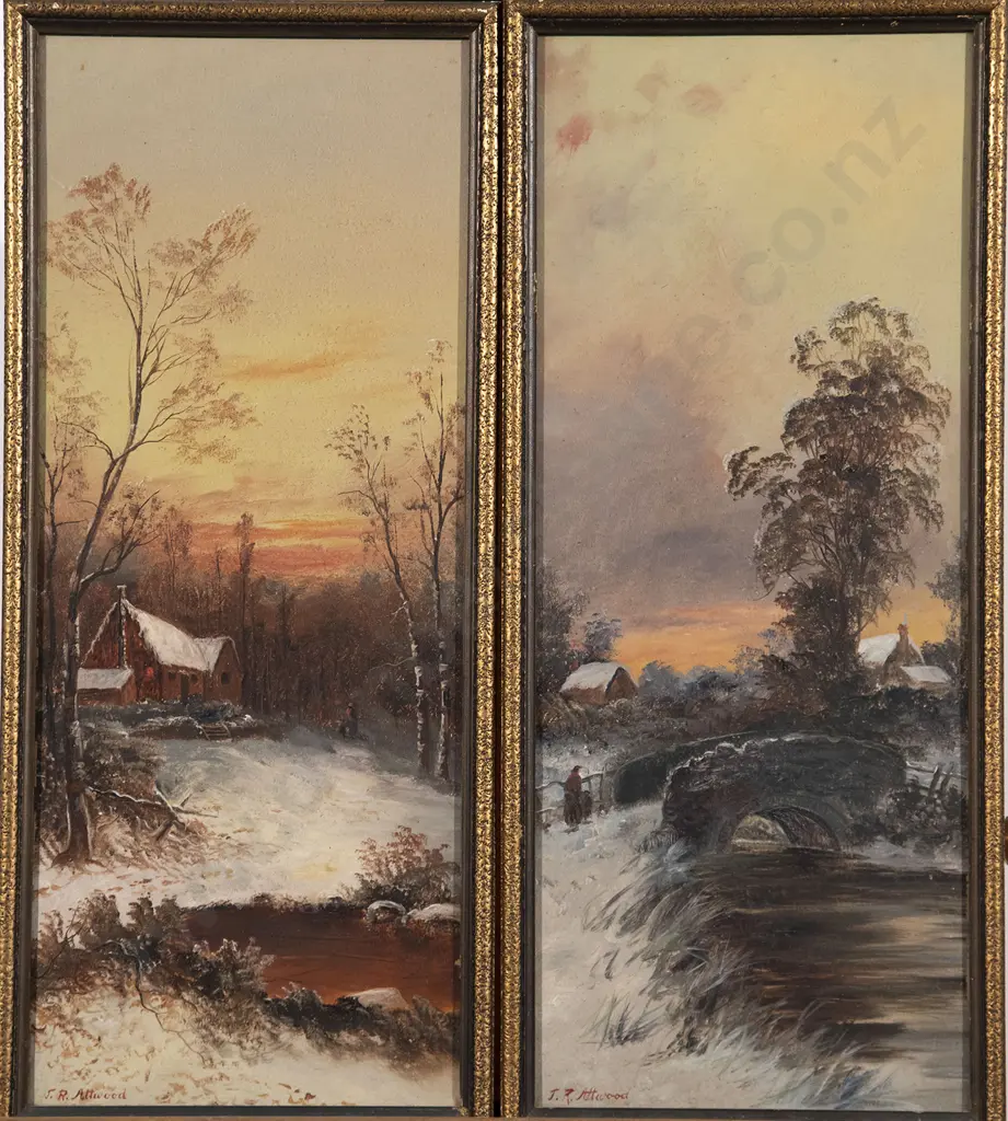 T R Attwood - Pair of Rustic Snowclad Landscapes Image 1++