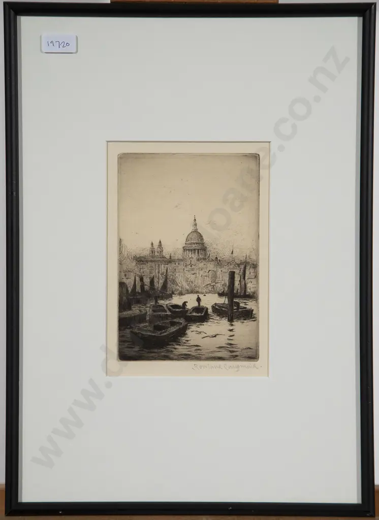 Two Rowland Langmaid etchings & other watercolour (3) Image 1++