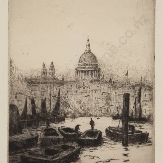 Two Rowland Langmaid etchings & other watercolour (3)