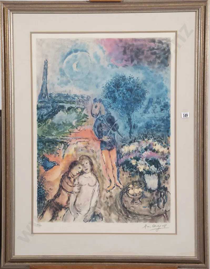 Marc Chagall - Eiffel Tower Lovers in Paris Image 1++