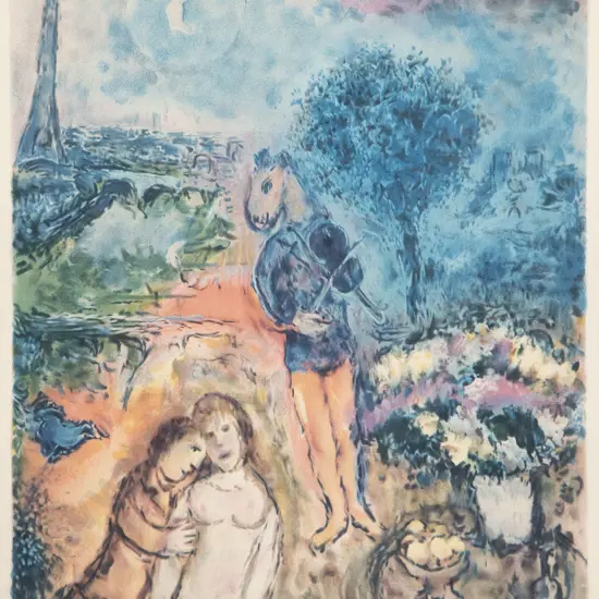 Marc Chagall - Eiffel Tower Lovers in Paris