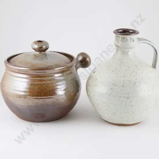 Unknown Lidded Crock and Handled Vase