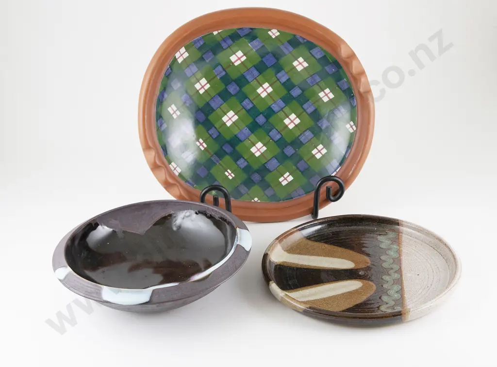 Paul Winspear Bowl Brian Gartside Plate & John Crawford Dish Image 1++