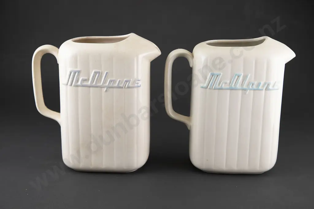 Two Crown Lynn White McAlpine Refrigerator Jugs Image 1++