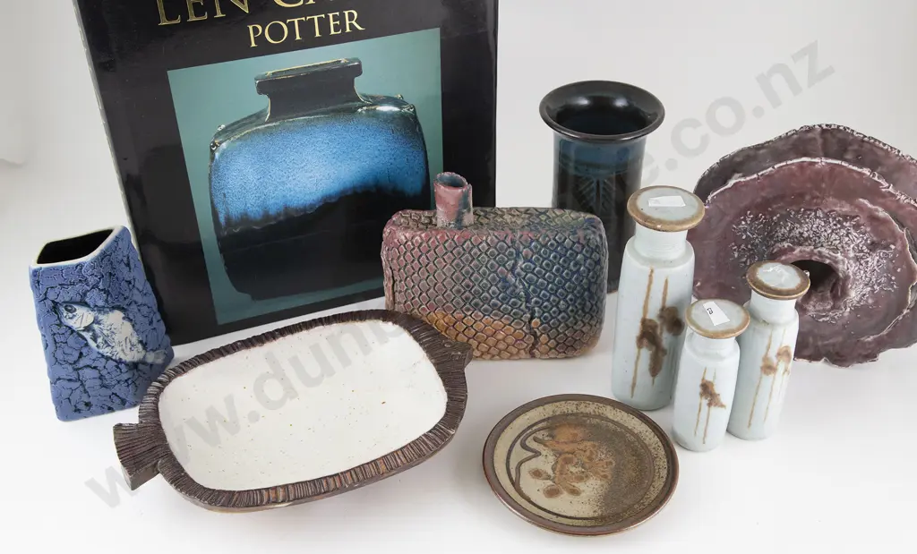 Len Castle Potter Book together with Nine Assorted Pottery Pieces Image 1++