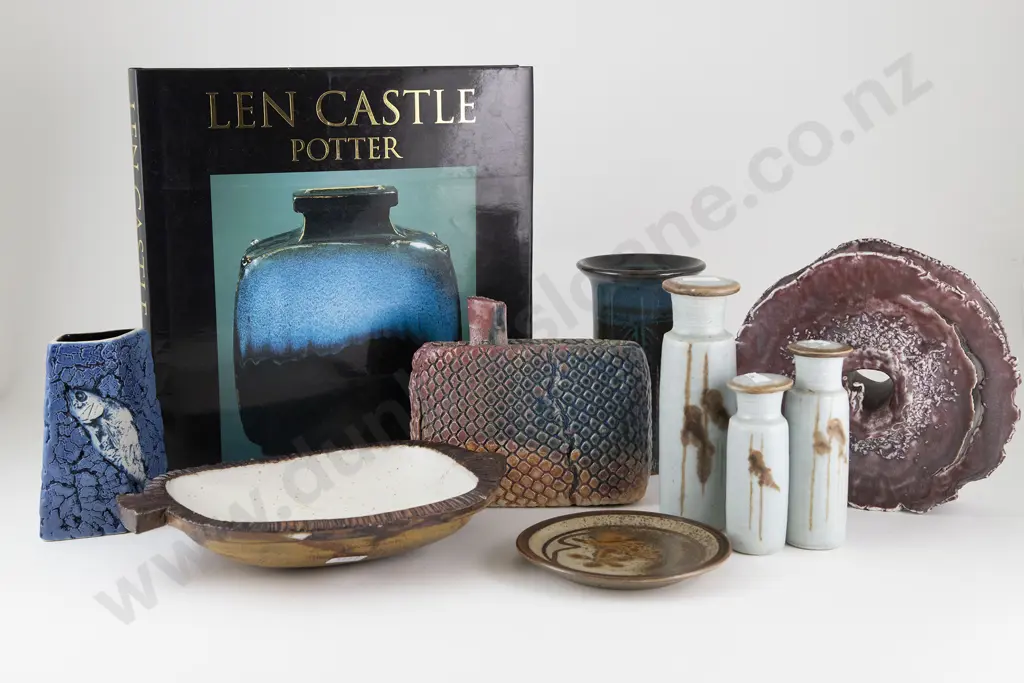 Len Castle Potter Book together with Nine Assorted Pottery Pieces Image 1++