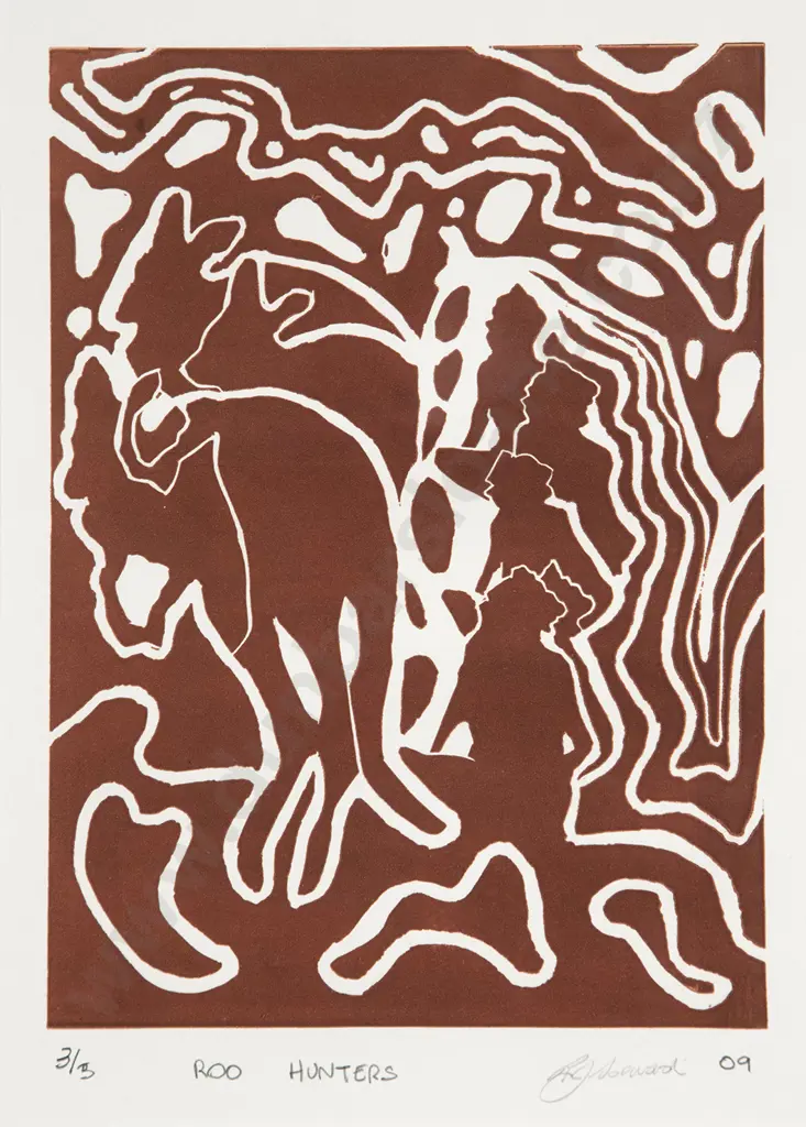 Thomas Japancjarti Stephens (Australian) & Howard Linocut Image 1++