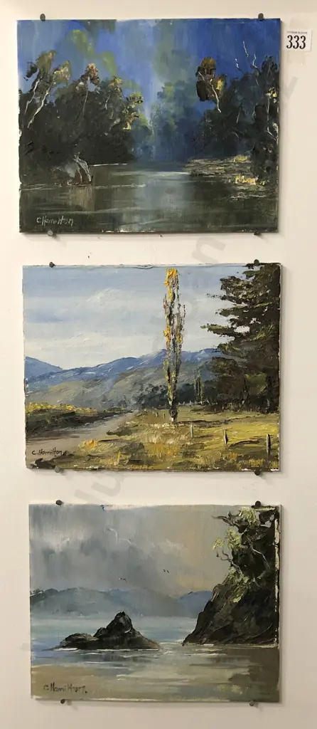 Colleen Hamilton - Three Unframed Oil Landscape Sketches Image 1++