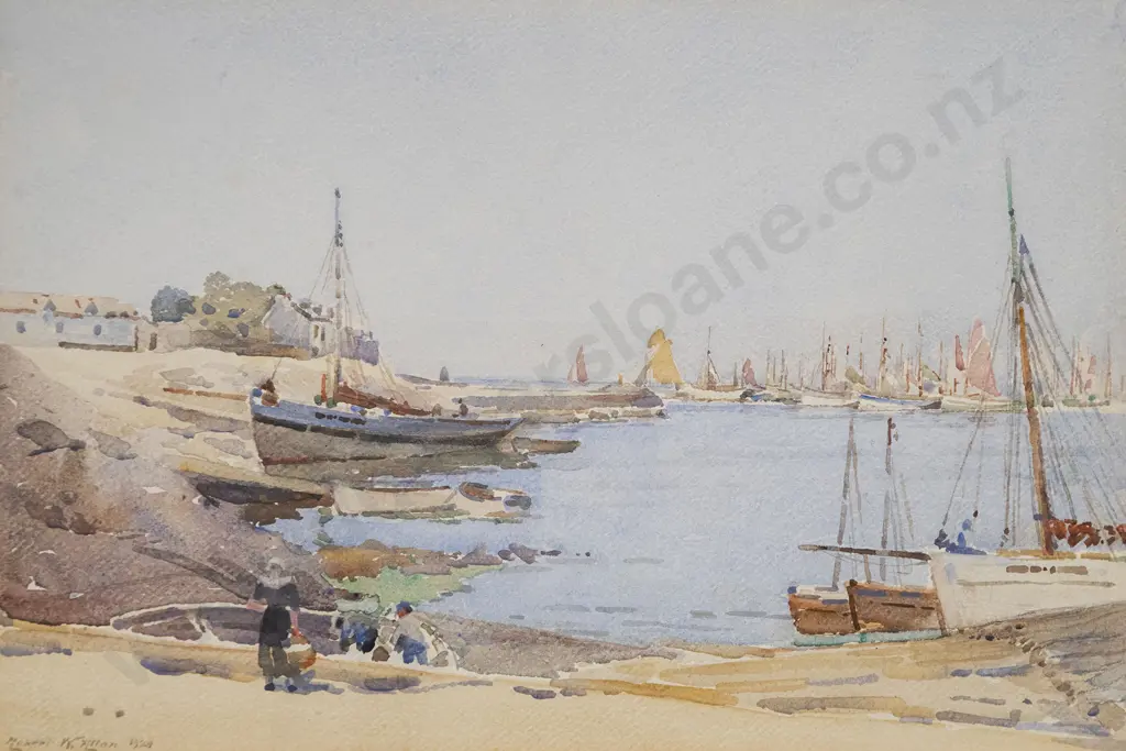 Hubert W Allan - Harbour Scene Image 1++