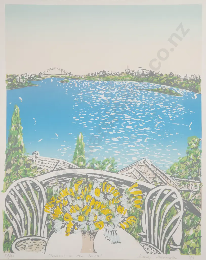 Wendy Merrington (Australian) - Freesias on the Terrace Image 1++