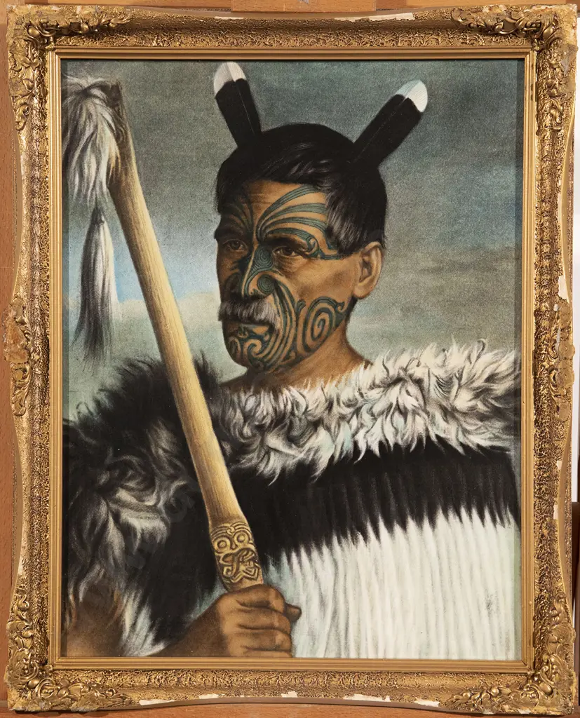 Set of Five Hand Coloured Maori Prints after Goldie Image 1++