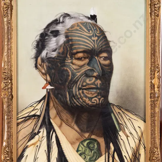 Set of Five Hand Coloured Maori Prints after Goldie