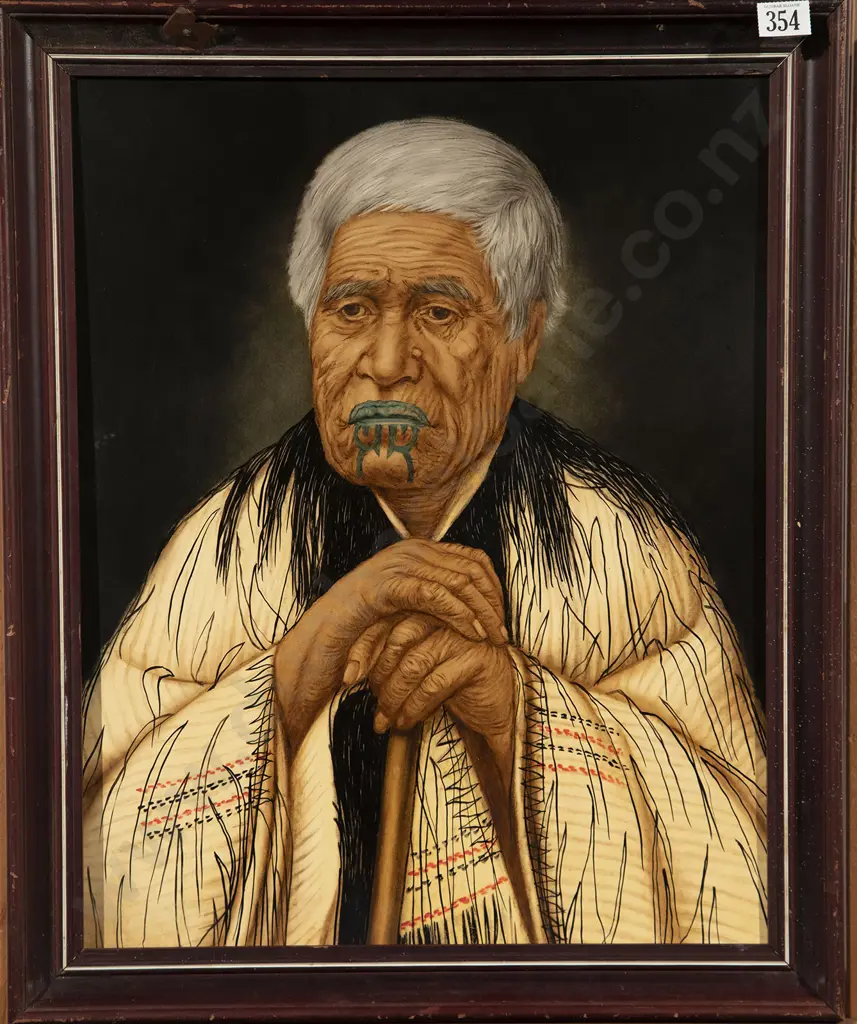 Set of Three Hand Coloured Maori Prints after Goldie Image 1++